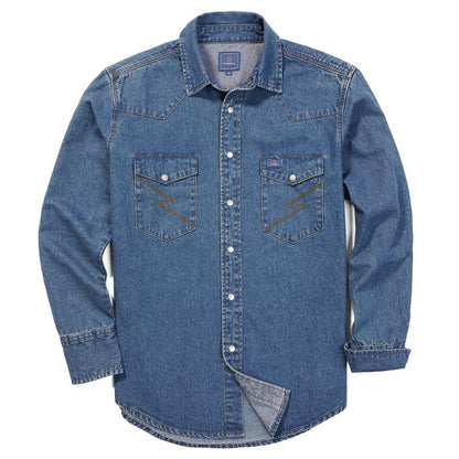 ✨Men’s Stone-Washed Denim Work Shirt