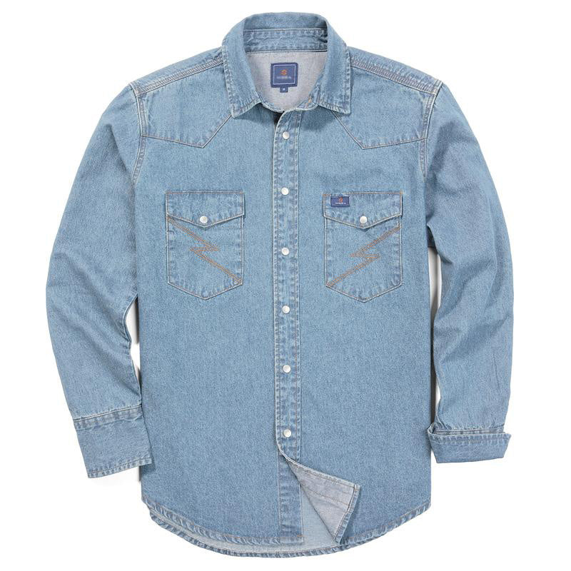 ✨Men’s Stone-Washed Denim Work Shirt
