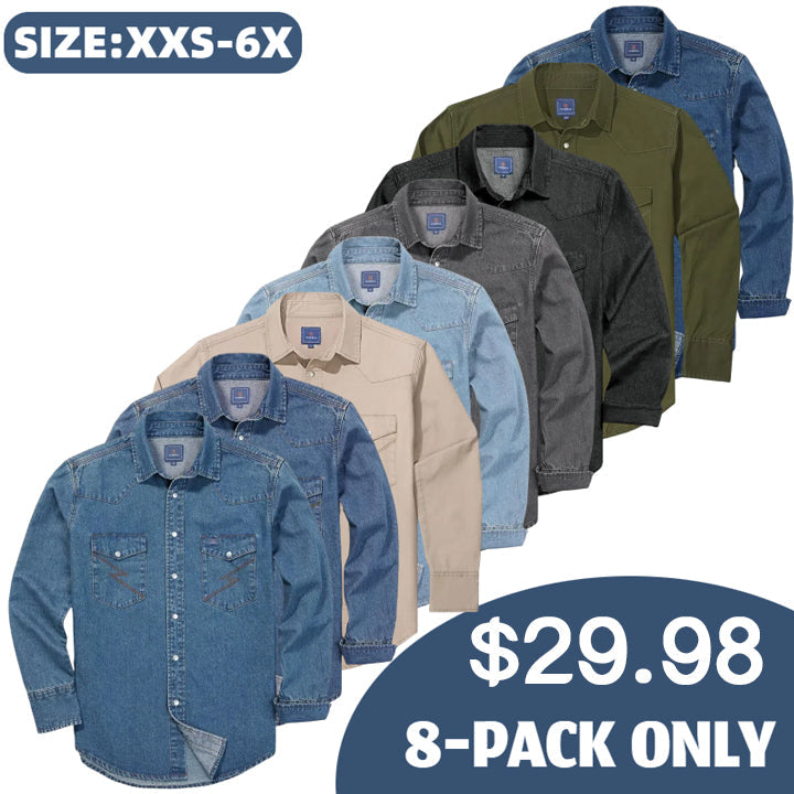 ✨Men’s Stone-Washed Denim Work Shirt