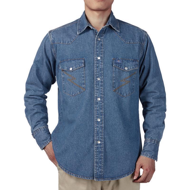 ✨Men’s Stone-Washed Denim Work Shirt