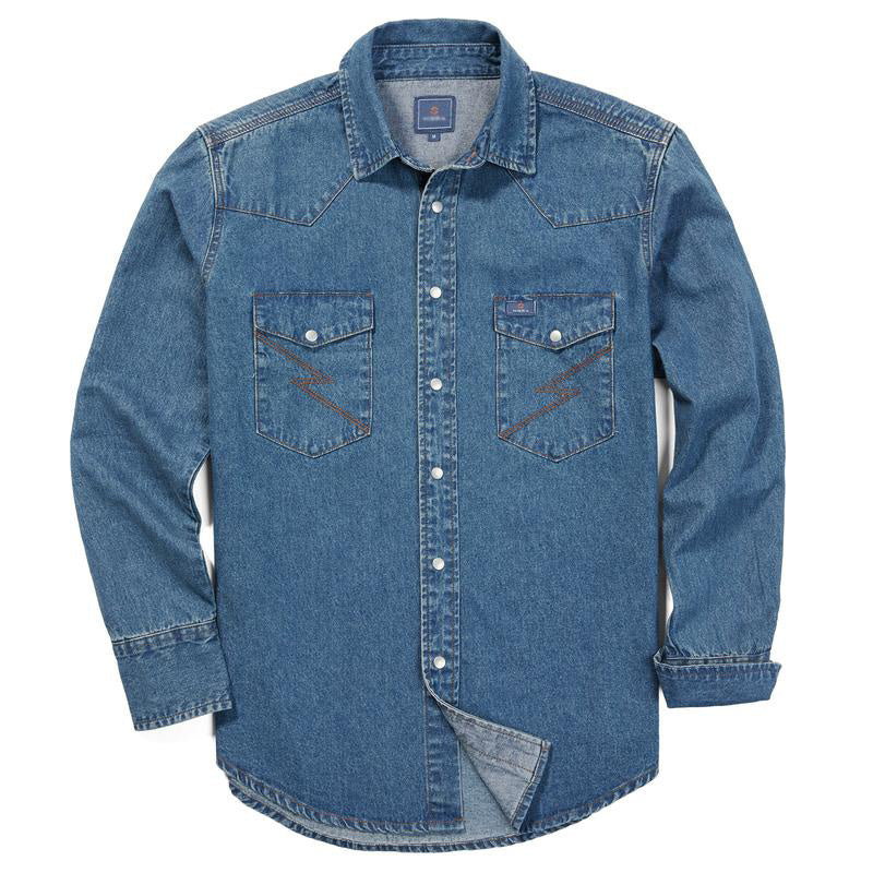 ✨Men’s Stone-Washed Denim Work Shirt