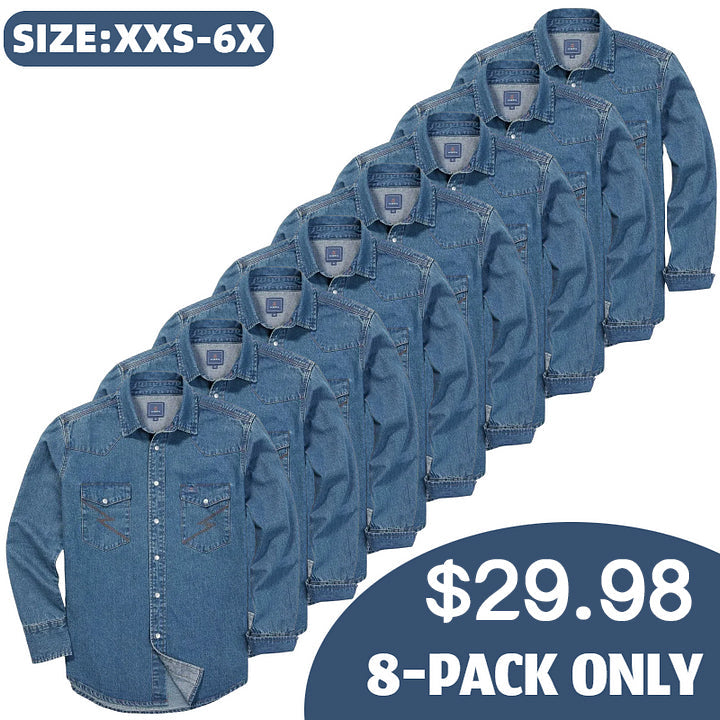 ✨Men’s Stone-Washed Denim Work Shirt